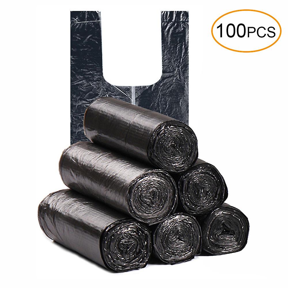 Disposable Thickened Garbage Bag With Handle Tie 100 Pcs Portable Household Heavy Duty Trash Bag Diaper Disposable Bags Green Black