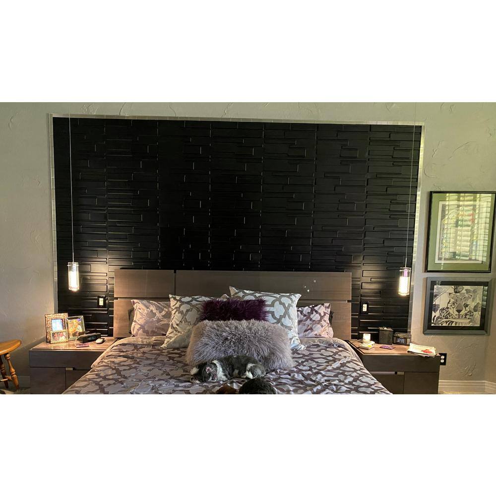 Art3dwallpanels Huxford 19.7 in. x 19.7 in. Black Waterproof 3D PVC Wall Panel for Wall Decorative Tile Accent Wall (32.2 sq. ft.Box) A10hd032BK