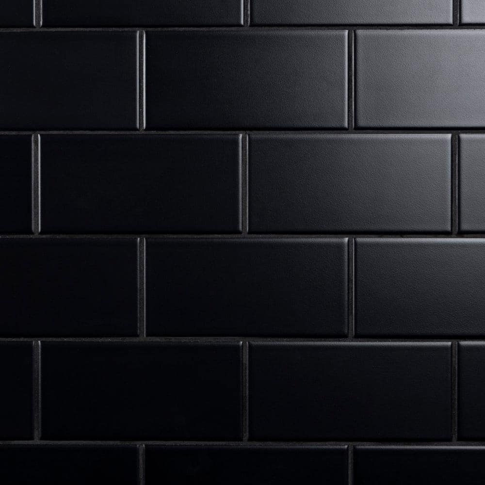 Merola Tile Crown Heights 3 in. x 6 in. Matte Black Ceramic Wall Tile (6.03 sq. ft. Case) WEB3CHMB