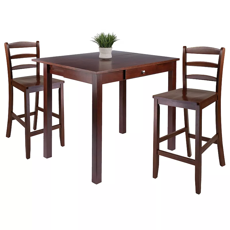 Winsome Perrone High Drop Leaf Dining Table and Counter Stool 3-piece Set