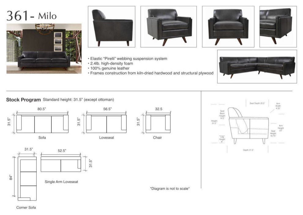 Moroni Milo Full Leather Mid Century Sofa with Wooden Legs in Tan   Midcentury   Sofas   by Moroni  Houzz