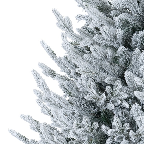 Frosted Fir Snow Flocked Christmas Tree Prelit，Realistic Snowy Frosted Christmas Tree with Lights