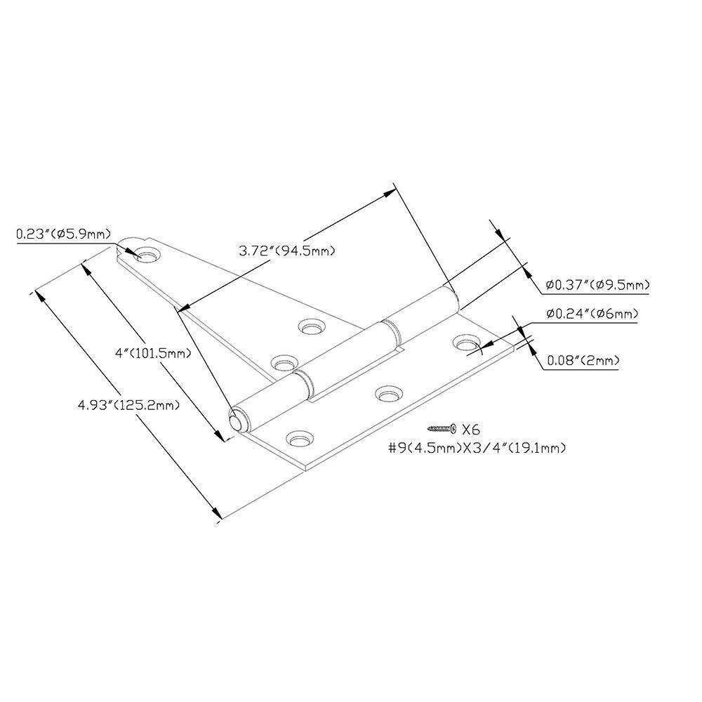 Everbilt 4 in. x 3-14 in. Zinc-Plated Heavy-Duty Tee Hinge 15407