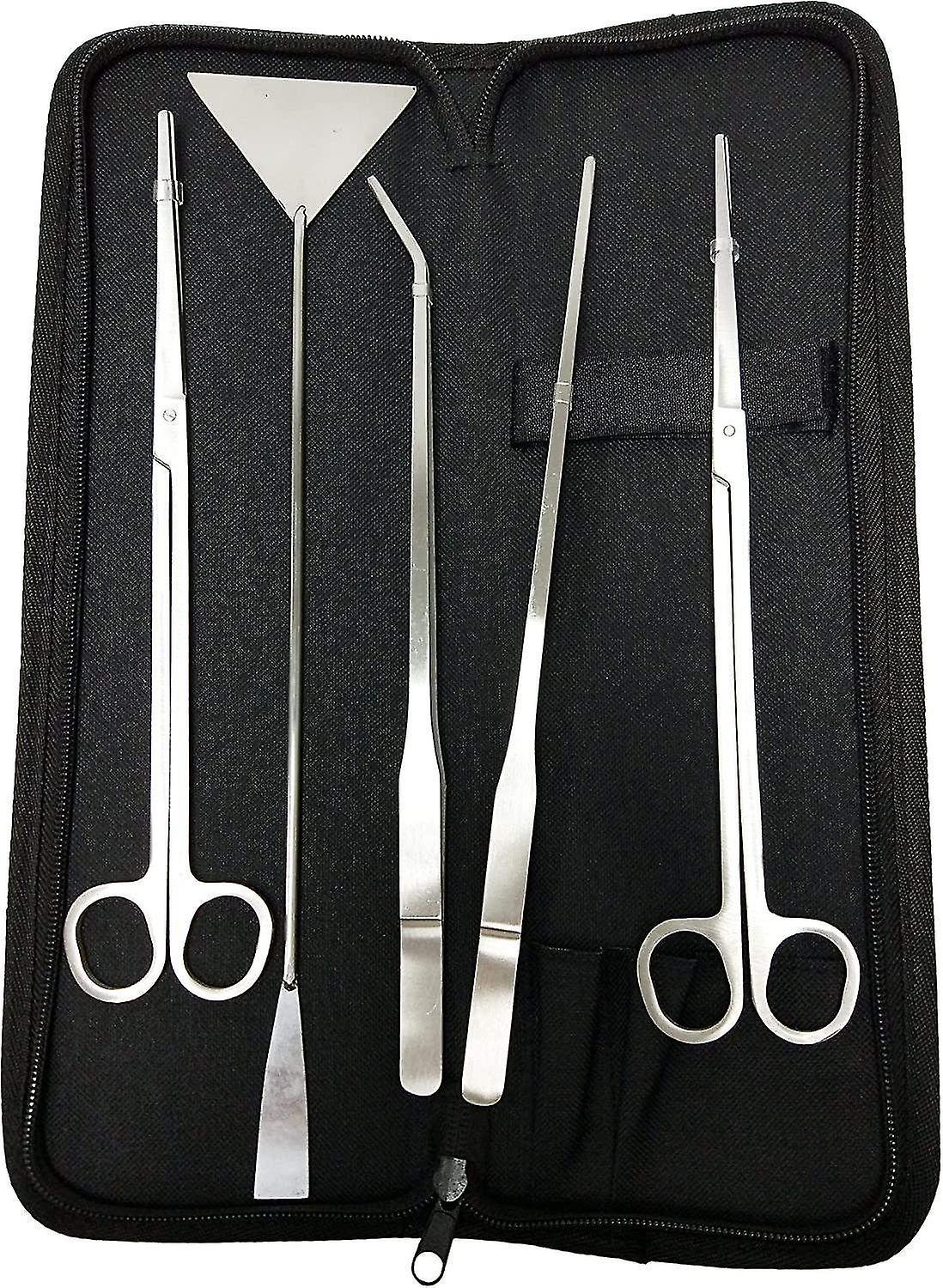 5 In 1 Aquarium Scissors， Tank Tweezers Scissors Spatula Tool Set， Stainless Steel