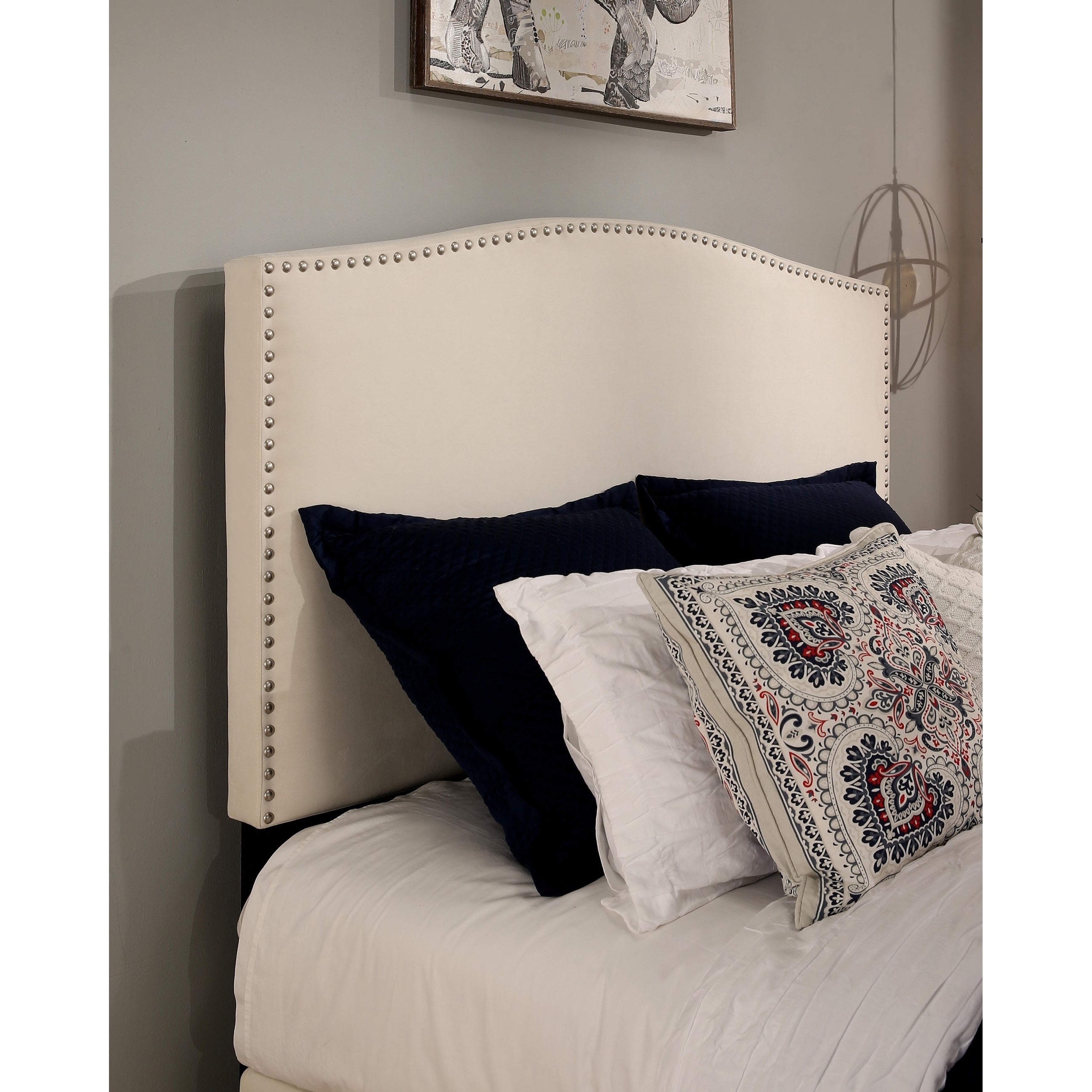 Newport Upholstered Headboard with Nail Head Trim - - 20990856