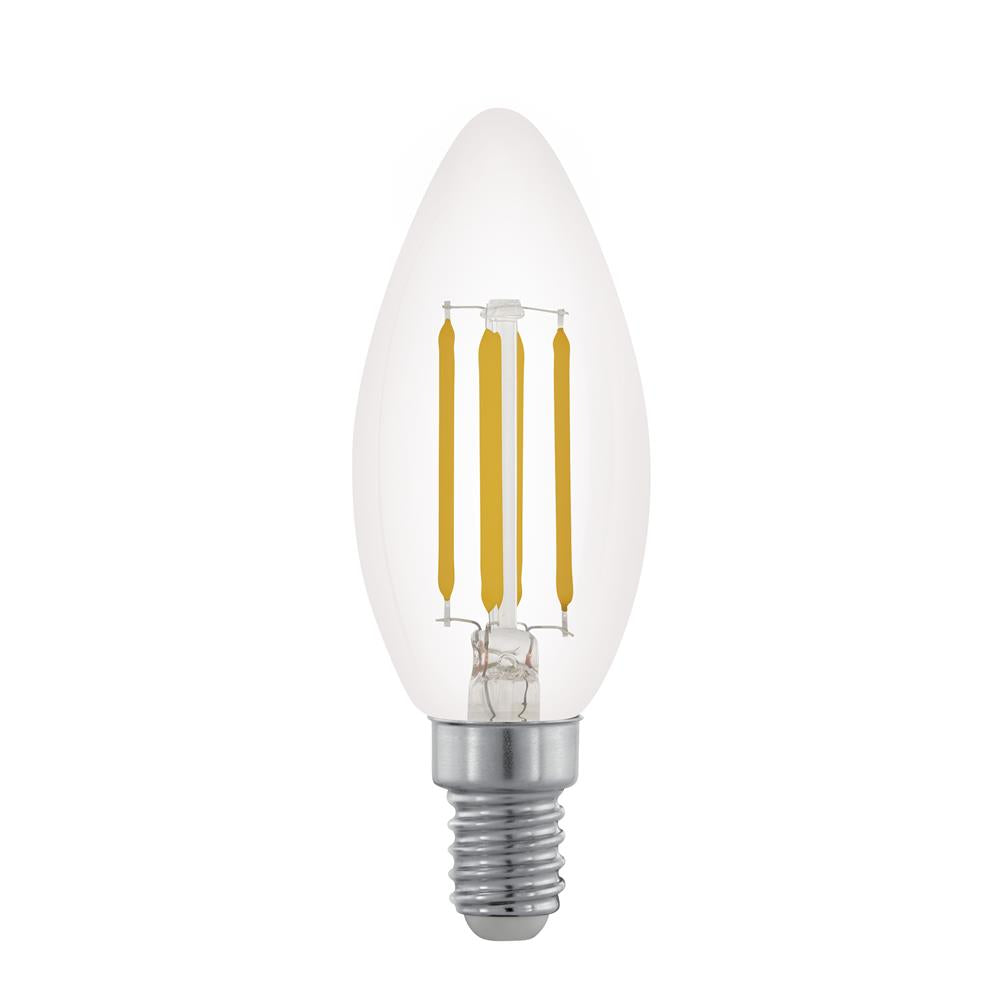 EGLO 11704 LED 3.5W Candle C35 E14 SES Clear Filament Dimmable Lamp 350lm 2700k