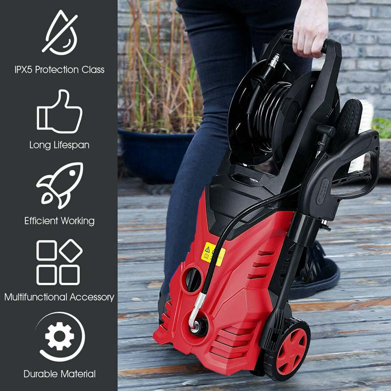 2030PSI Electric Pressure Washer, 1800W 1.32 GPM Portable Electric Power Washer with Hose Reel