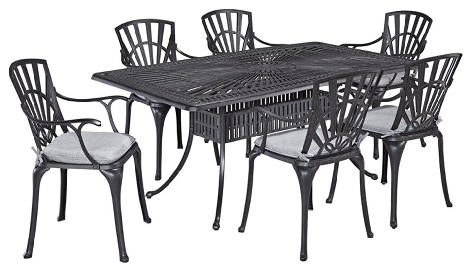 Homestyles Grenada Aluminum 7 Piece Outdoor Dining Set in Charcoal   Traditional   Outdoor Dining Sets   by Homesquare  Houzz