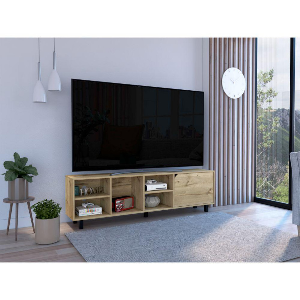 DEPOT E SHOP Conquest Tv Stand  Back Holes  Four Open Shelves  Five Legs ...   Contemporary   Entertainment Centers And Tv Stands   by BisonOffice  Houzz