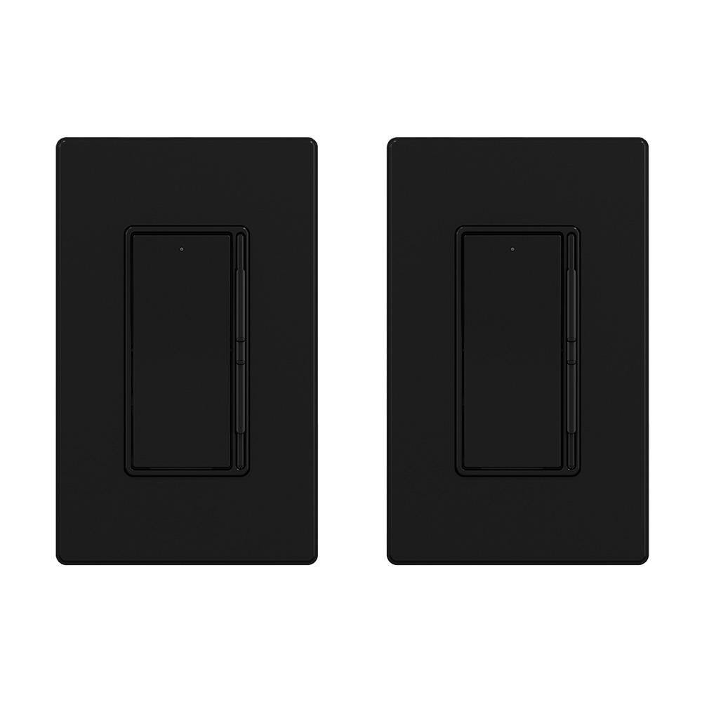 ELEGRP Slide Dimmer Switch for Dimmable LED CFLIncandescent Bulbs Single Pole 3-Way Wall Plate Included Black (2-Pack) DM19-BL2