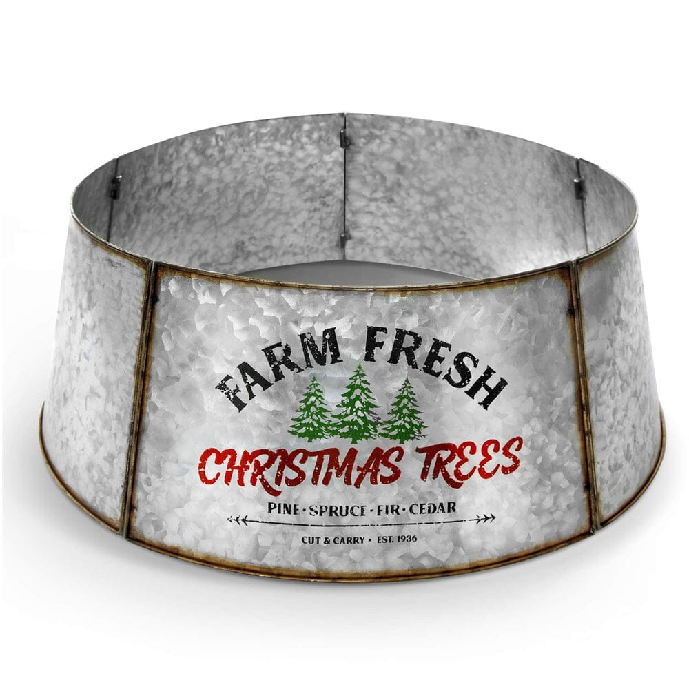 Galvanized Tree Collar - Large To Small Christmas Tree. Adjustable Metal Skirt