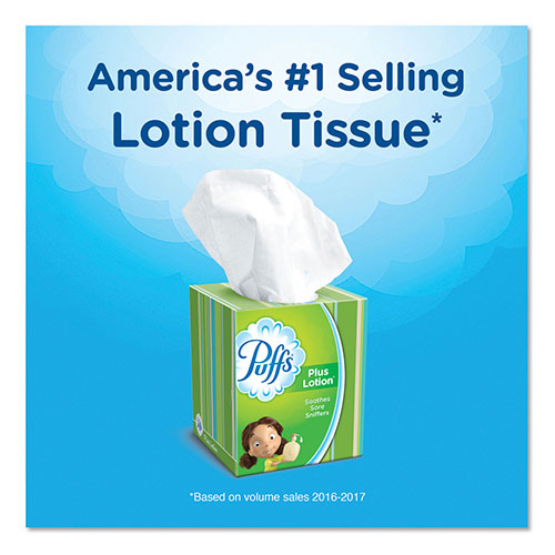 Procter and Gamble Puffs Plus Lotion Facial Tissue | White， 4 Cube Packs， 56 Sheets Per Cube， 6