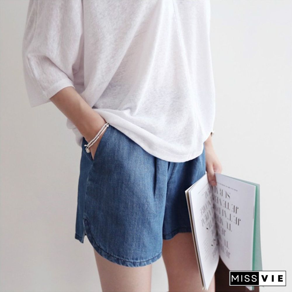 Maternity Pregnancy Women Pregnant Summer Denim Shorts Over Bump Pants Casual