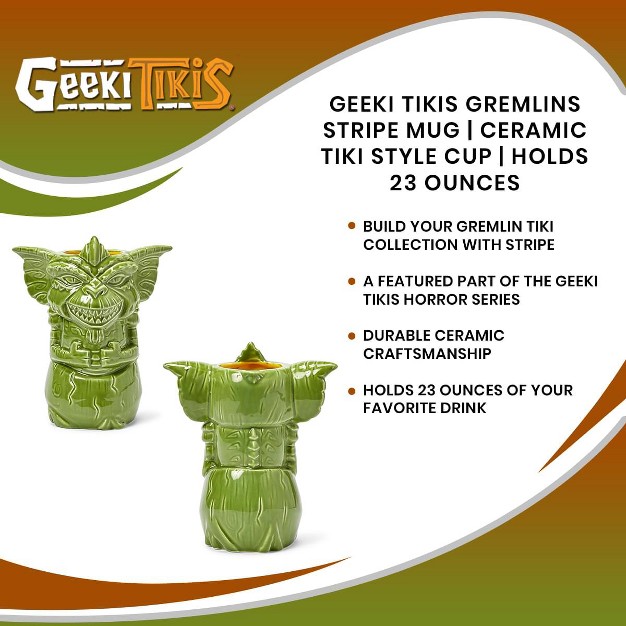 Beeline Creative Geeki Tikis Gremlins Stripe Mug Ceramic Tiki Style Cup Holds 23 Ounces