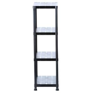 HDX 4-Tier Plastic Garage Storage Shelving Unit in Black (28 in. W x 52 in. H x 15 in. D) 17307263B