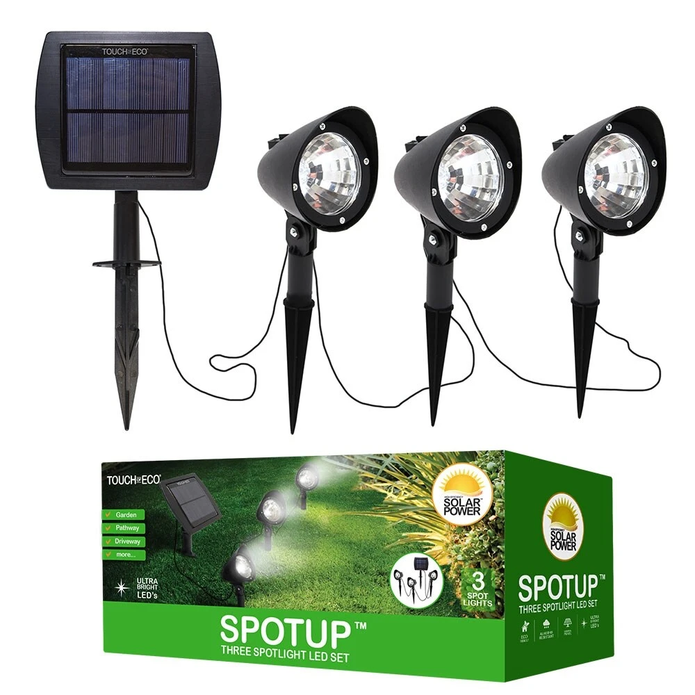 Solar Powered 3 Spotlight LED Set - Produces Ultra Bright Light