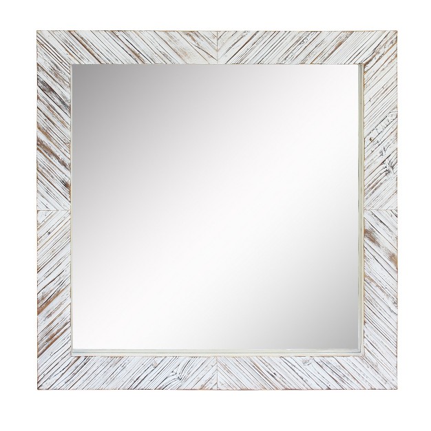 Wood Chevron Decorative Wall Mirror White Stonebriar Collection