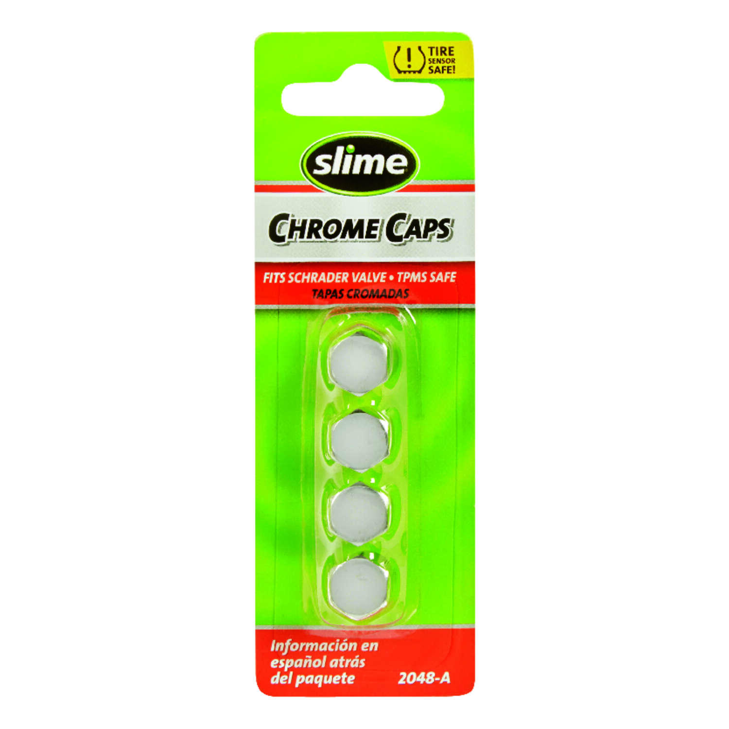 Slime Chrome Tire Valve Caps Silver