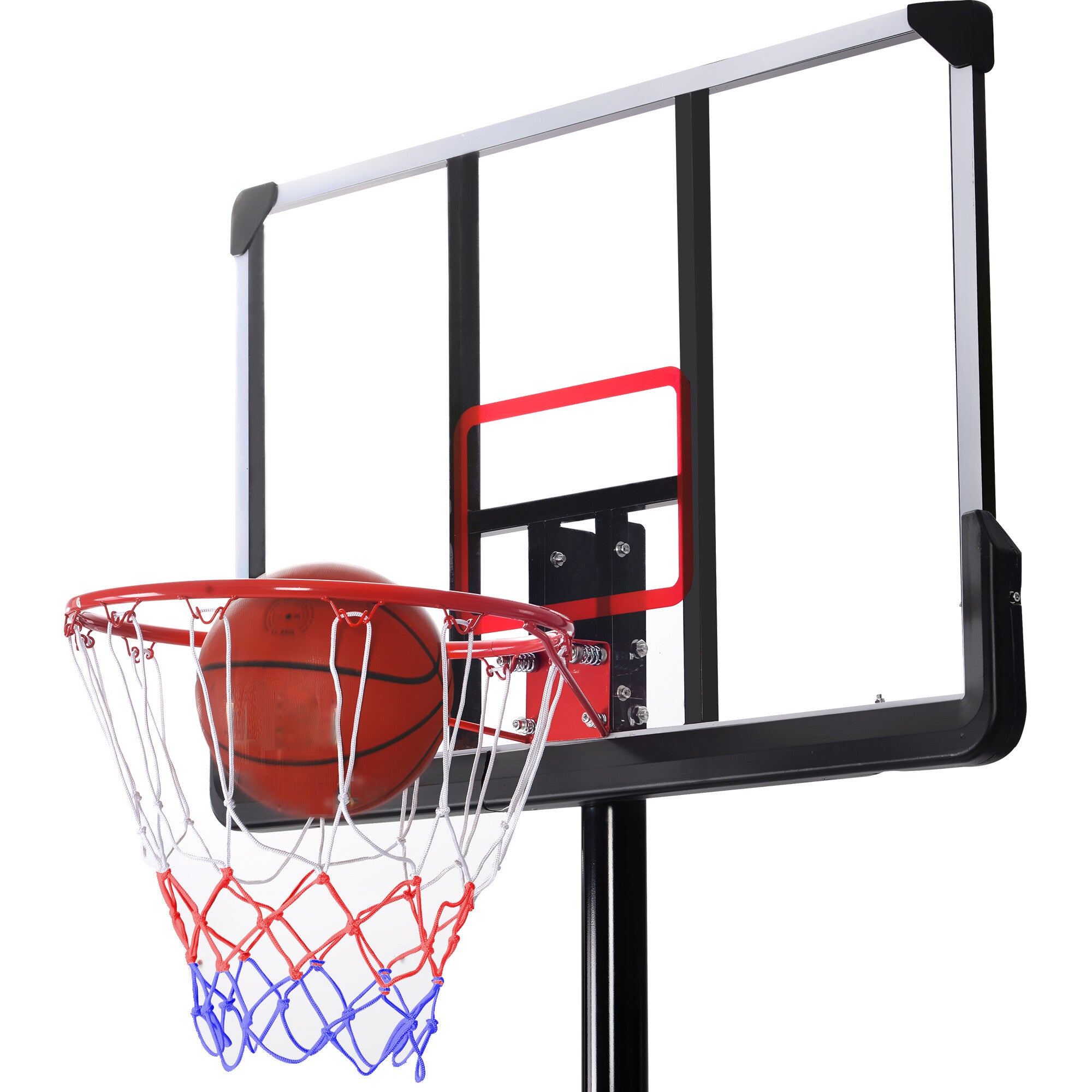 MASBEKTE Portable Basketball Hoop Outdoor Basketball System 6.6-10ft Height Adjustment with LED Lights for Youth Adults