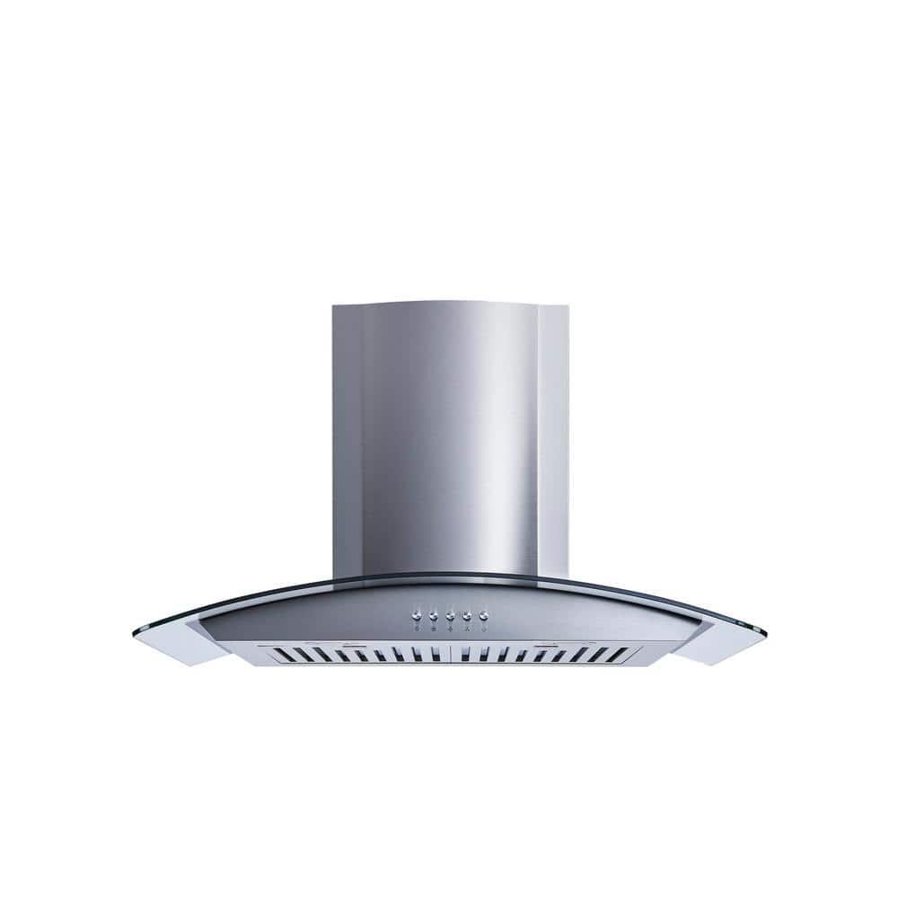 Winflo 30 in Convertible Wall Mount Range Hood in Stainless SteelGlass with Baffle Filters