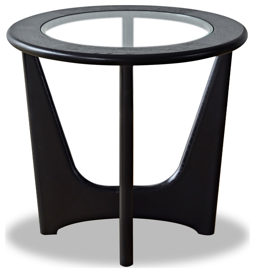 Glass Top Black Wooden Side Table  Liang  ampEimil Sculpto   Transitional   Side Tables And End Tables   by Oroa   Distinctive Furniture  Houzz