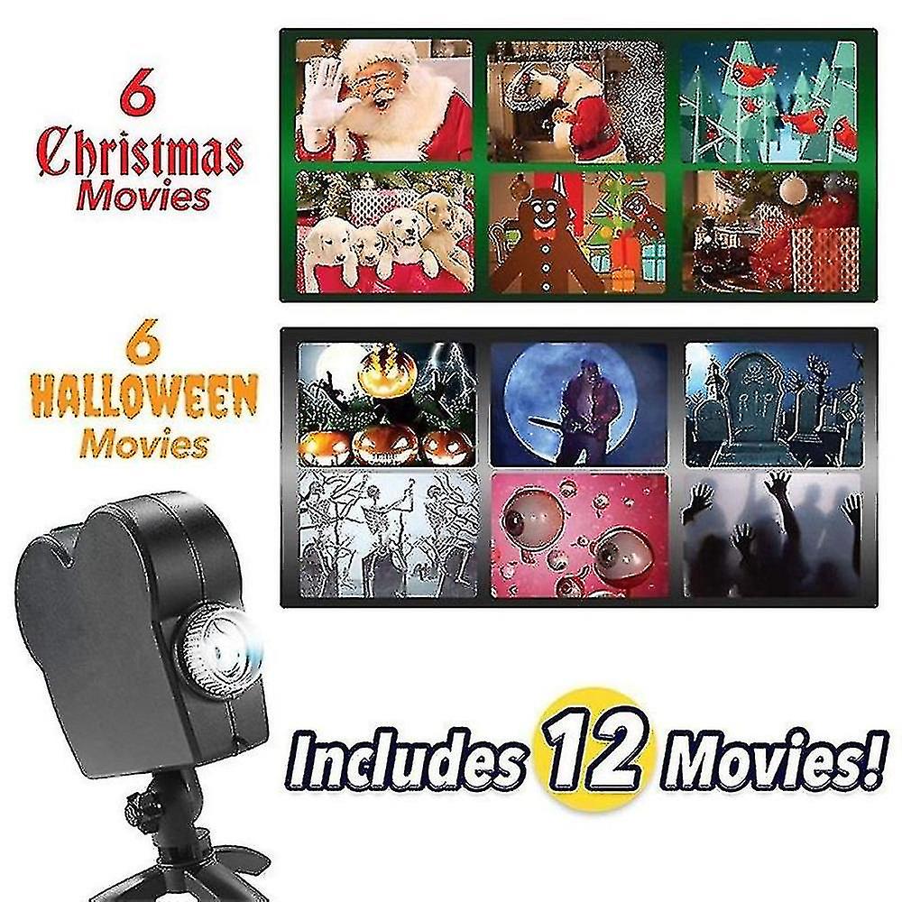 Halloween Window Projector Lamp Led Festival 12 Movies Christmas Display Light