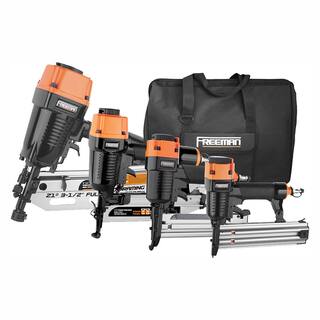 Freeman Pneumatic Framing and Finishing Nailer and Stapler Kit with Bag and Fasteners (4-Piece) P421645040