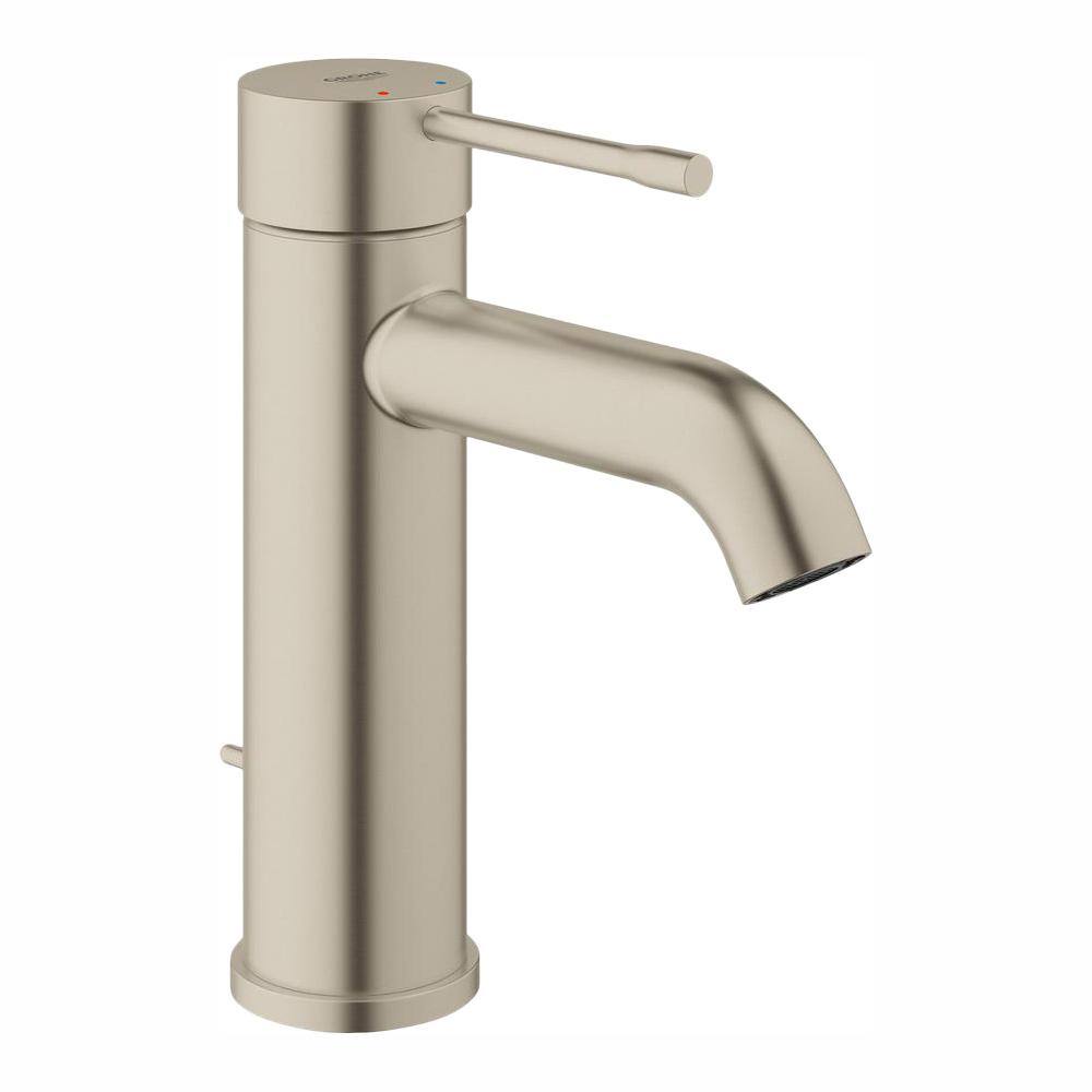 GROHE Essence New Single Hole Single-Handle 1.2 GPM Mid-Arc Bathroom Faucet in Brushed Nickel Infinity 23592ENA