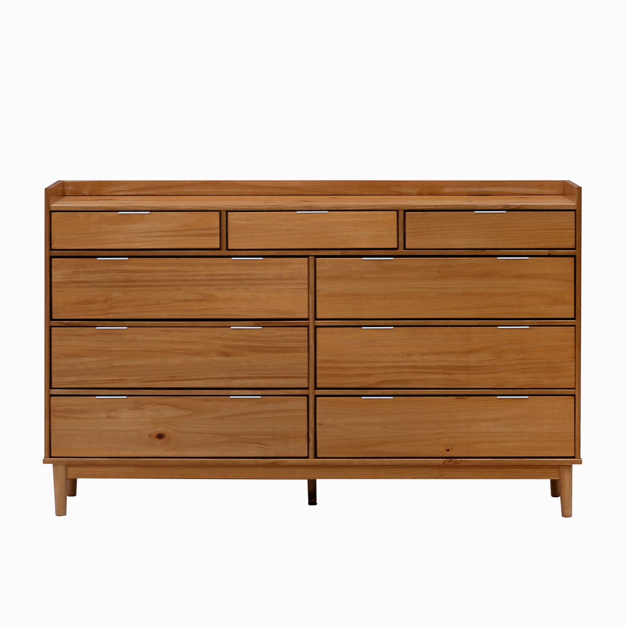 Manor Park Mid-Century Modern 9-Drawer Wood Dresser, Solid Caramel