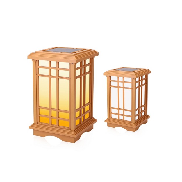 Solar Led Zen Outdoor Lantern With Amber white Light Techko Maid