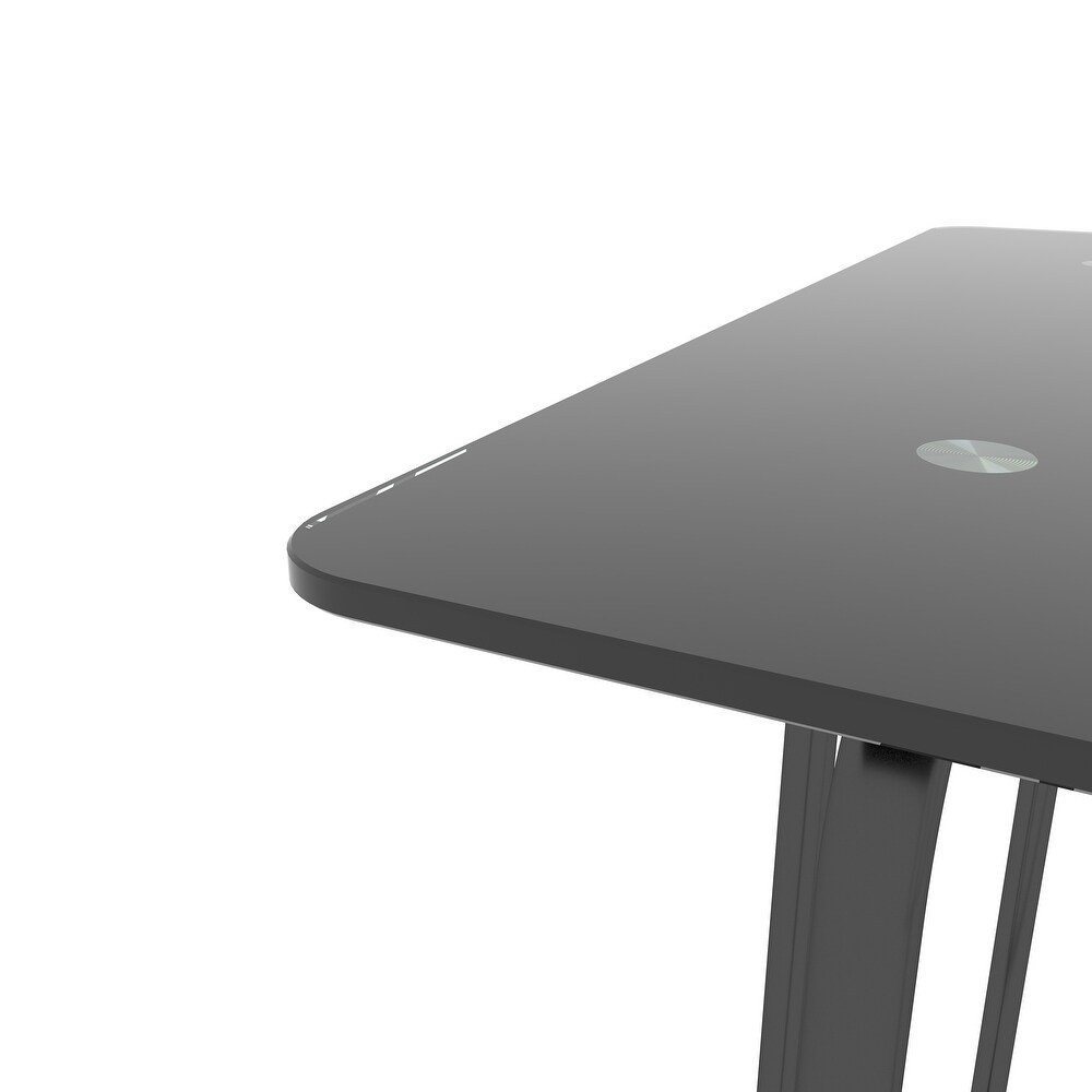 Modern Rectangle Tempered Glass Dining Table With Metal Frame