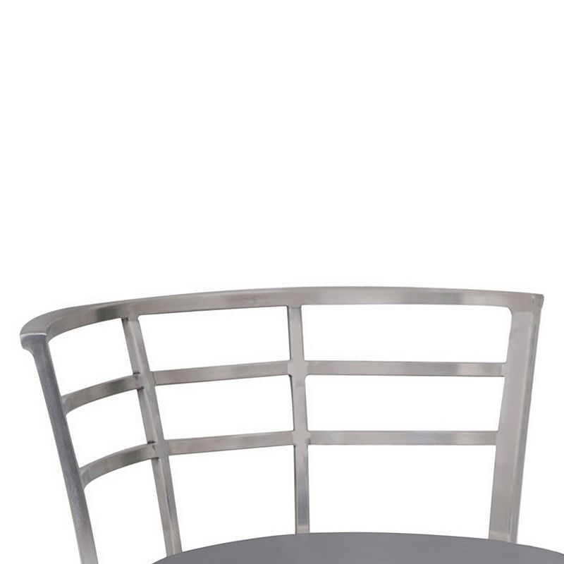 30 Inch Curved Back Counter Height Barstool with Metal Flared Legs， Silver