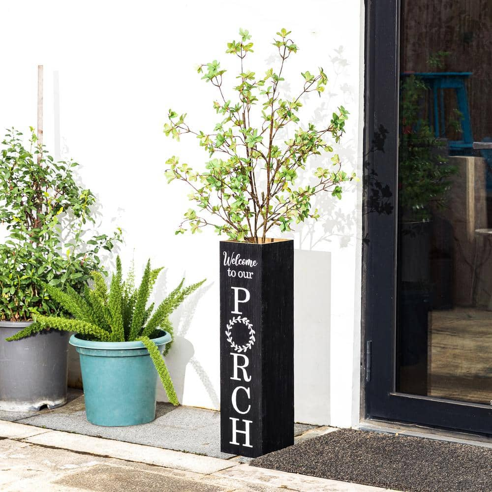 Glitzhome 30 in. H Black Double Sided Wooden Boxed quotWelcome Porchquot Porch Sign 2022900047