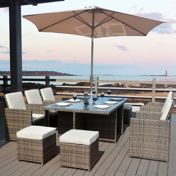 11piece Outdoor Dining Set With Cushions Wicker Furniture by Moda Furnishings