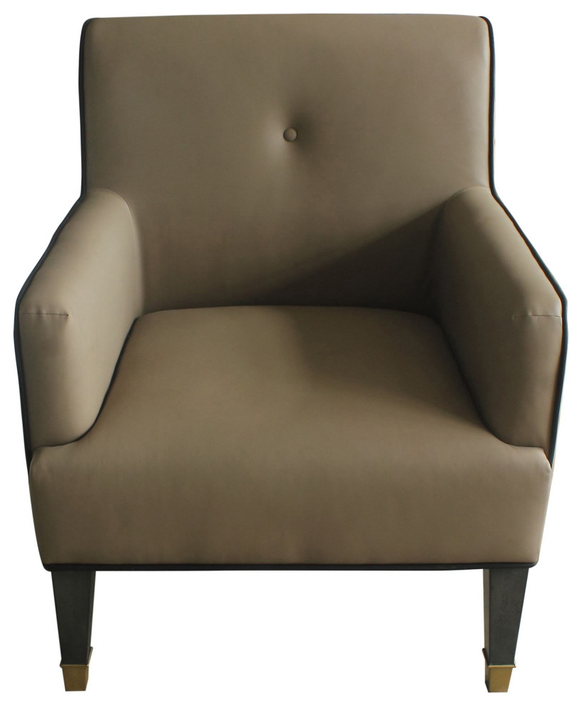 Contemporary Accent Chair  Faux Leather Seat With Diamond Stitched Exterior  Tan   Contemporary   Armchairs And Accent Chairs   by Declusia  Houzz