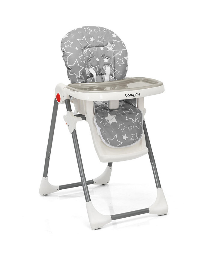 Folding Baby High Chair Dining Chair w  6-Level Height Adjustment