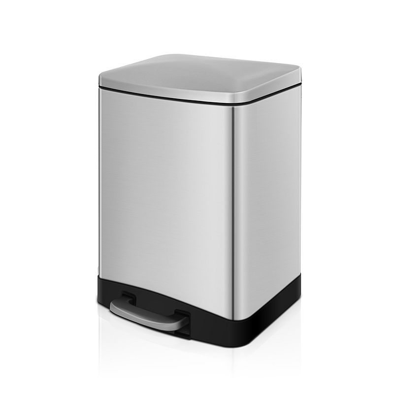 3.2 Gal./12 Liter Stainless Steel Rectangular Step-on Trash Can for Bathroom and Office