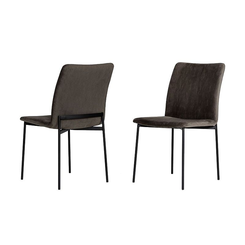 Sleigh Design Fabric Dining Chair with Metal Legs， Set of 2， Gray