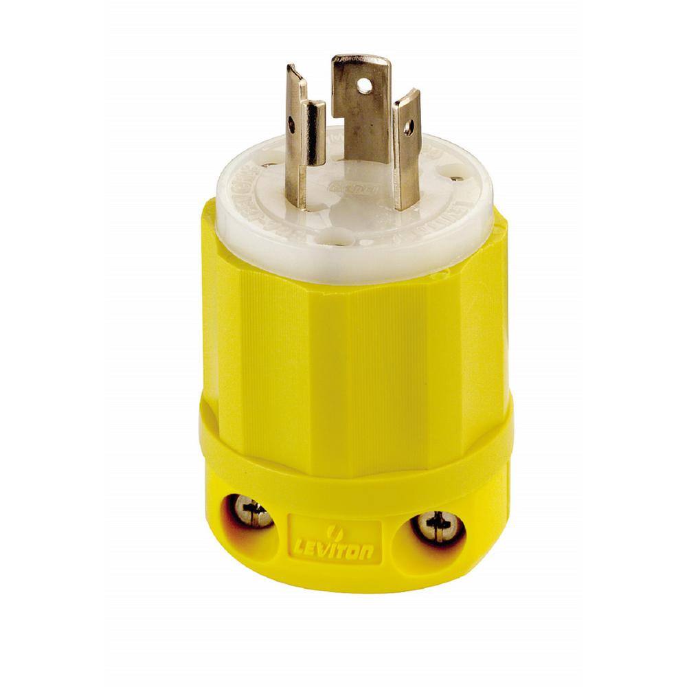 Leviton 20 Amp 125-Volt NEMA L5-20P 2-Pole 3-Watt Locking Plug Industrial Grade Grounding Corrosion Resistant Yellow-White 23CM-11