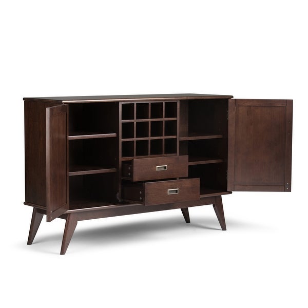 WYNDENHALL Tierney SOLID HARDWOOD 54 inch Wide Mid Century Modern Sideboard Buffet and Winerack - 54 W x 17 D x 36 H