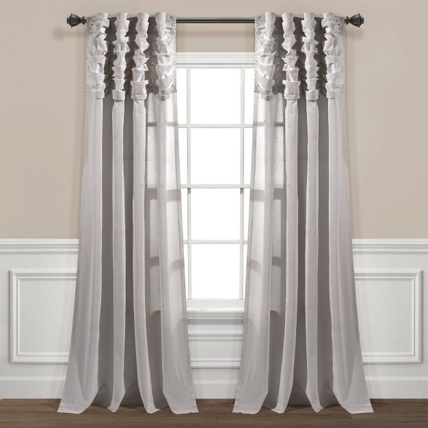 Ruched Waterfall Linen Window Curtain Panel Lush D cor