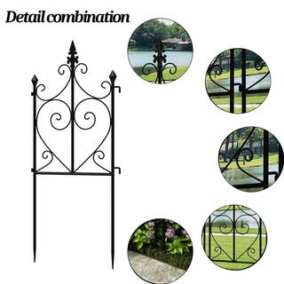 FUFUGAGA 31.9 in. H x 13.8 in. W Black Stainless steel Garden Fence Panel Rustproof Decorative Garden Fence (5-Pack) WFKF170290-01