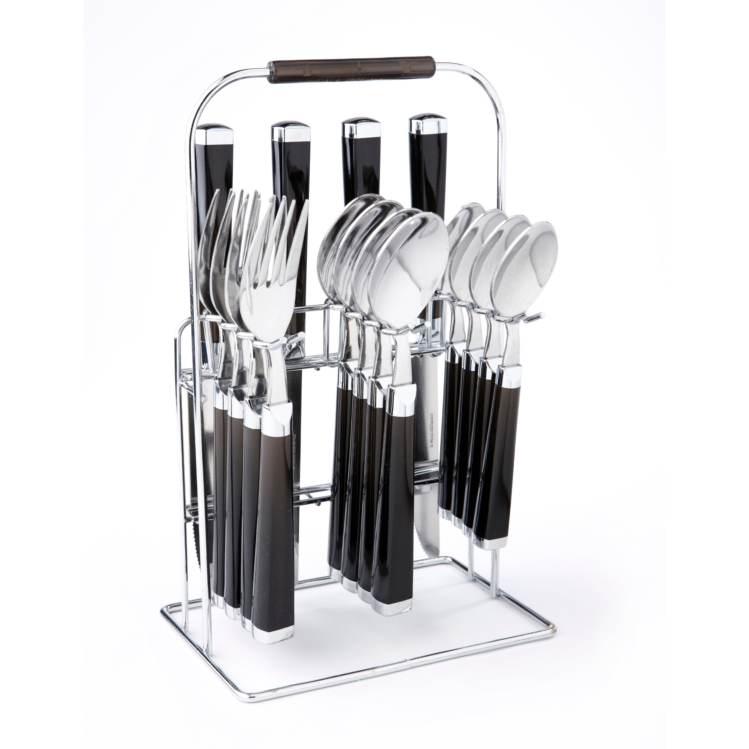 Temptation Black Charcoal 16-Piece Flatware Rack