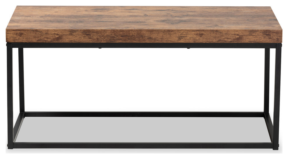 Rey Industrial Walnut Brown Finished Wood and Black Metal   Industrial   Coffee Tables   by Baxton Studio  Houzz