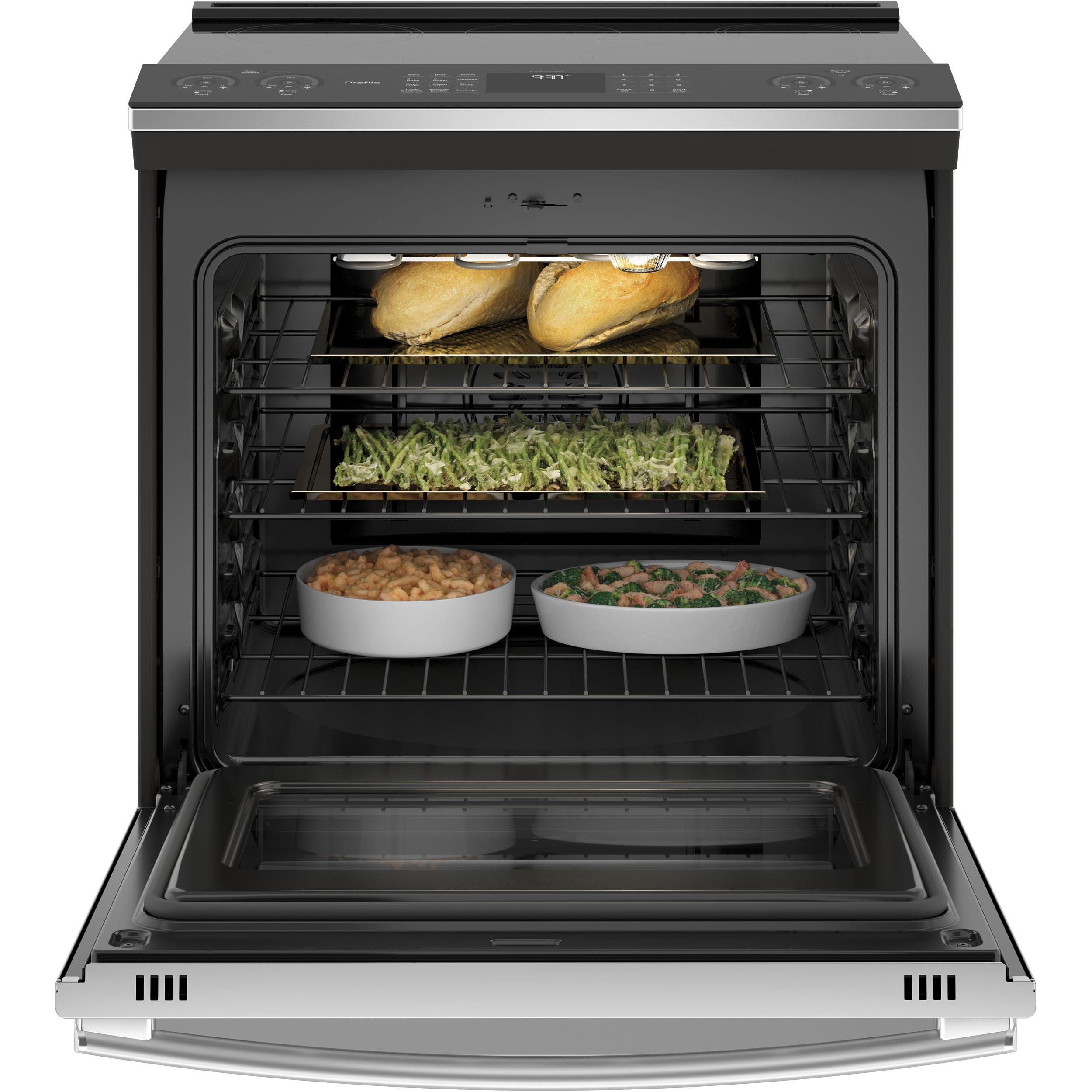 GE Profile 30-inch Slide-in Electric Induction Range with True European Convection Technology PCHS920YMFS