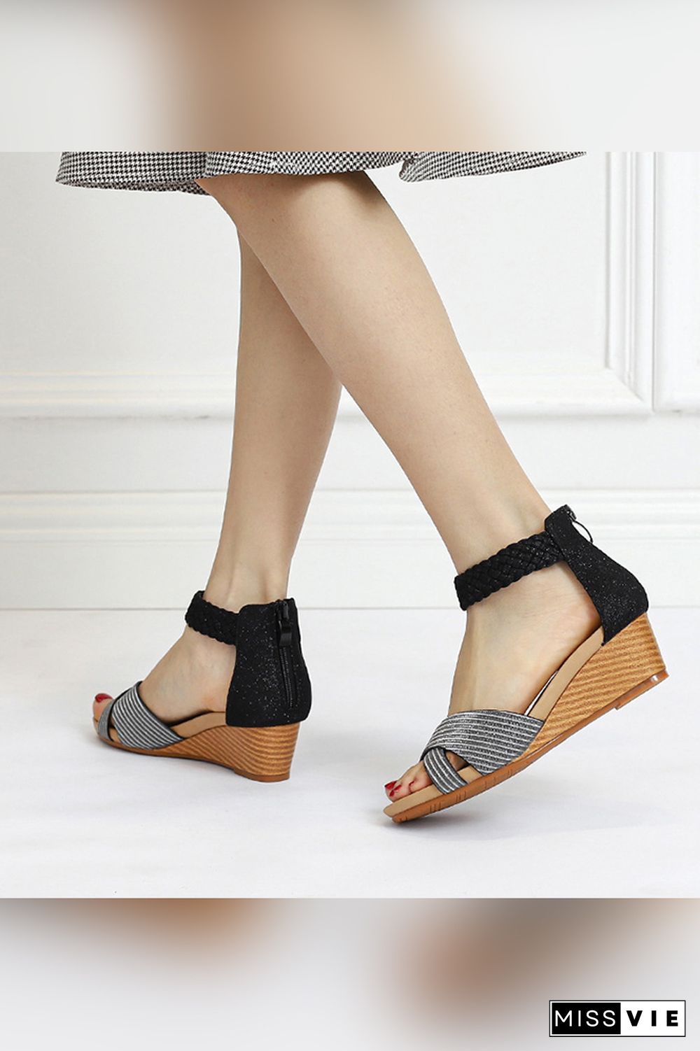 Peep-Toe Wedged-Heel Sandals Wholesale