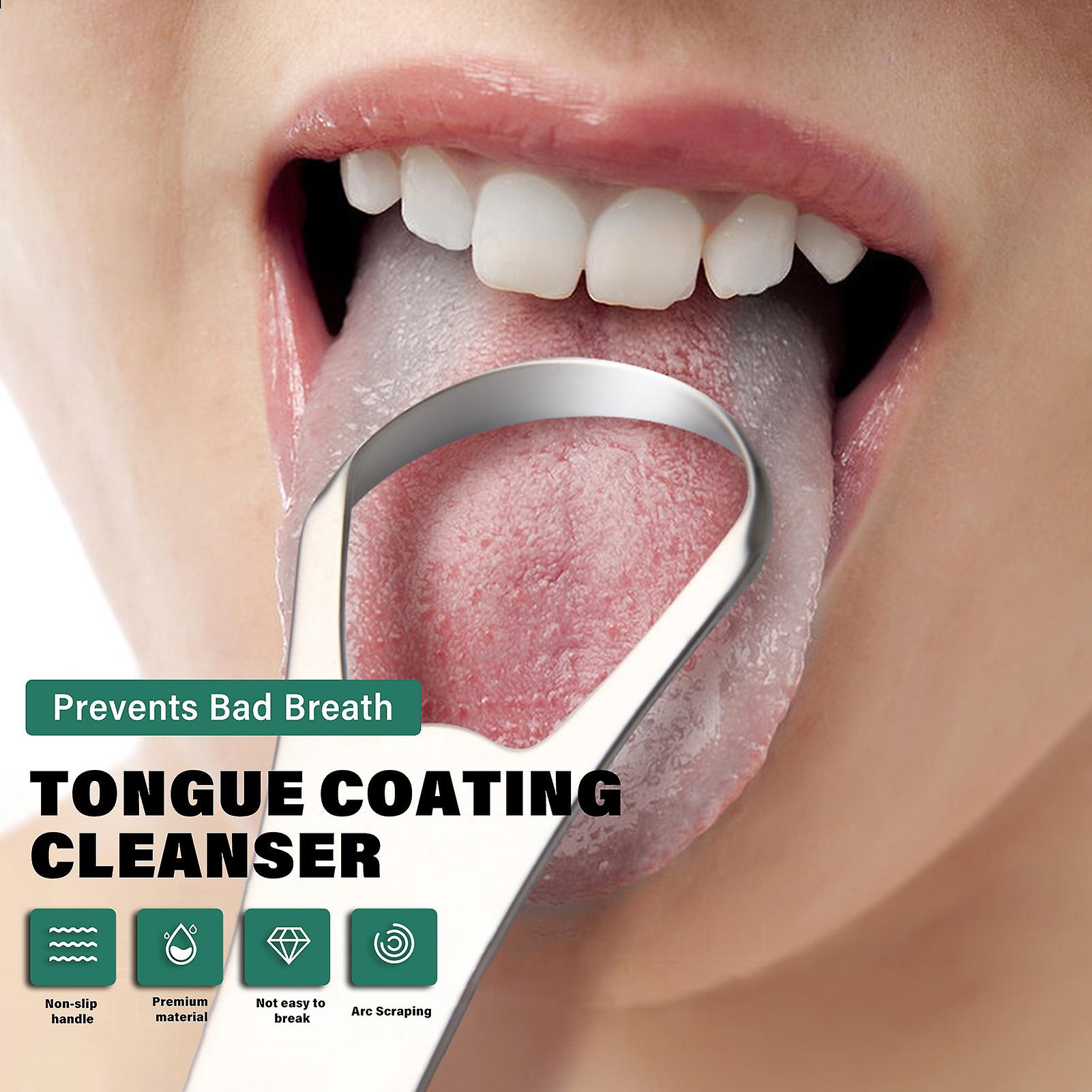 Green Stainless Steel Tongue Scraper Double Sided Curved Shape Tongue Cleaner For Adults Kids Improve Oral Condition Reduce Bad Breath