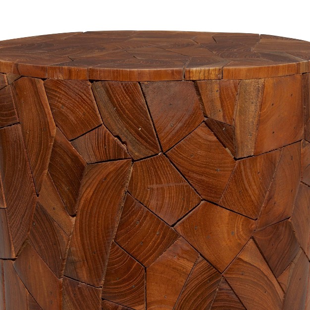 Contemporary Teak Wood Accent Table Dark Brown Olivia amp May