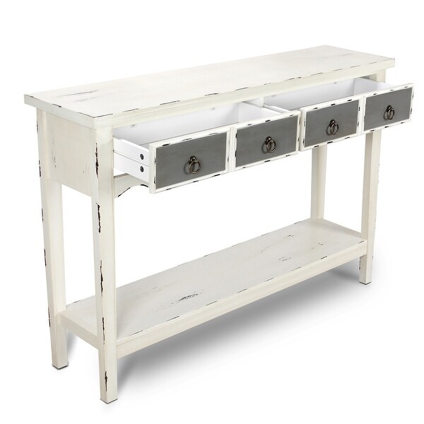 BELLEZE Distressed Wood 2-Drawer Traditional Entryway Console Table