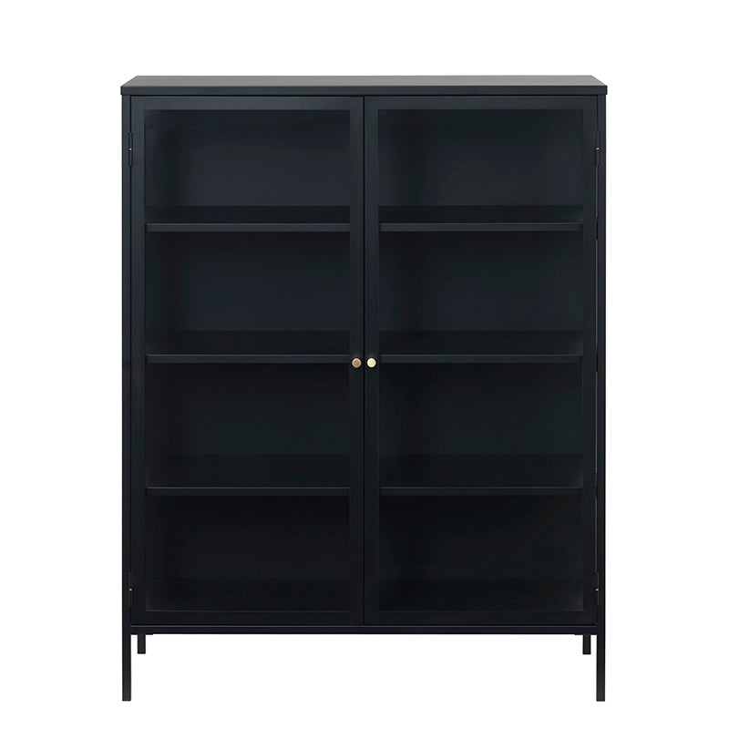 CARMEL 2 Door Glass Display Cabinet 110x140cm - Black